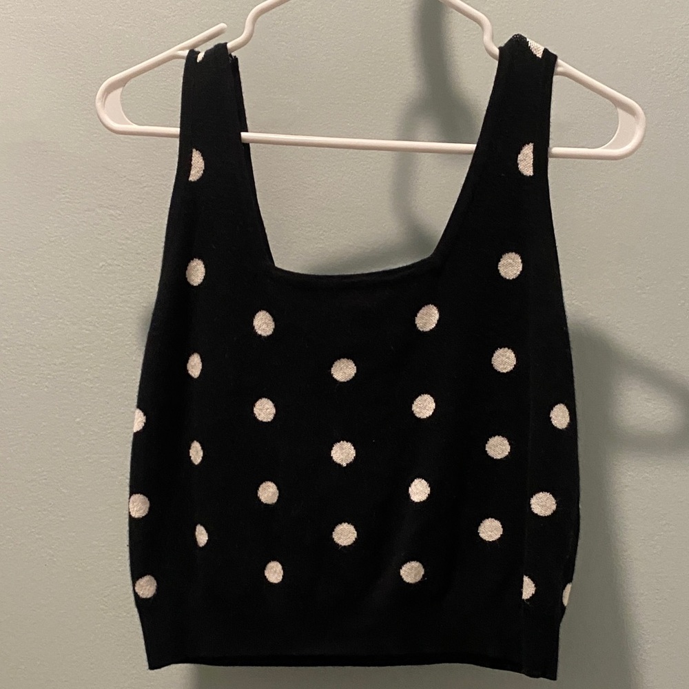 Victor Glemaud Black and White Polka Dot Crop Top